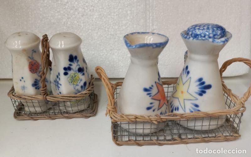 Vintage: JUEGO DE PORCELANA SALERO PIMIENTERO ACEITERA Y VINAGRERA