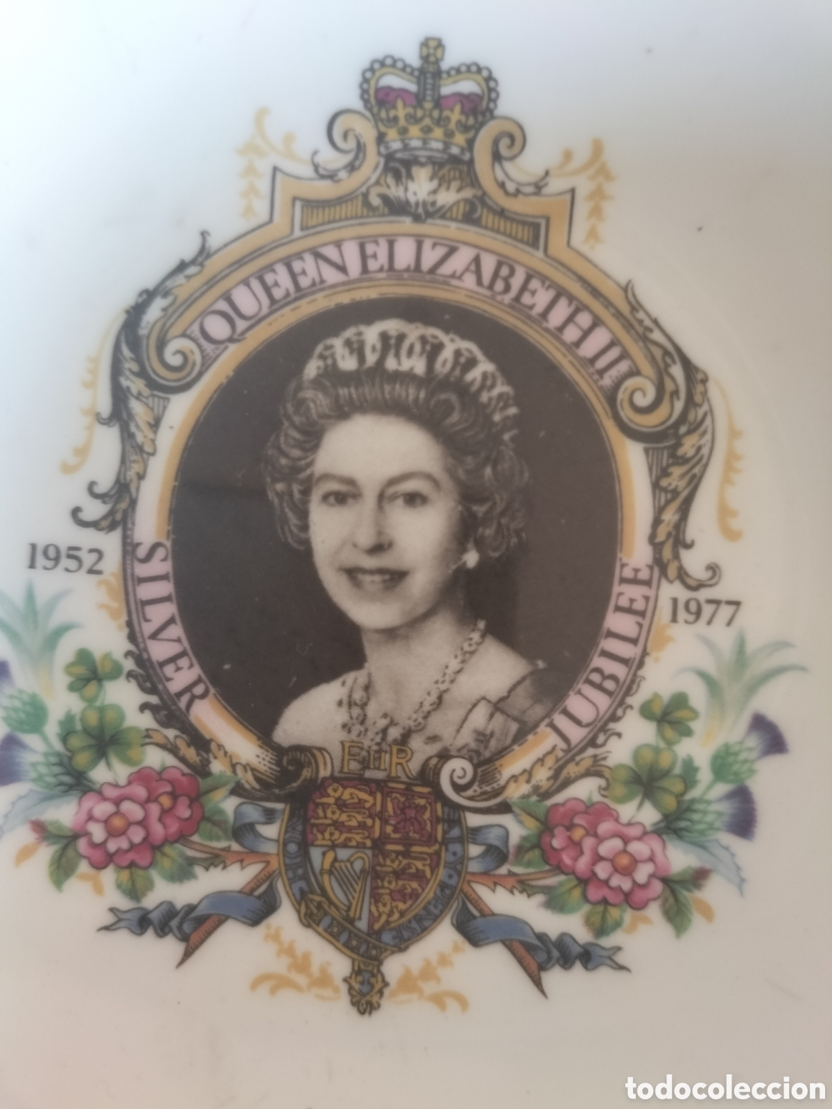 Vintage: Isabel II de Inglaterra jubileo de plata plato conmemorativo1977