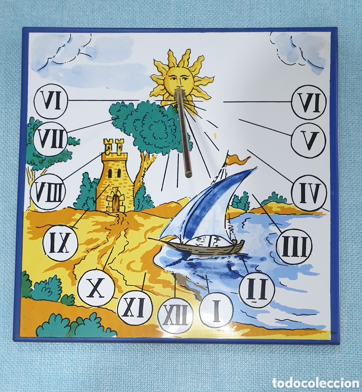 Vintage: Reloj de sol azulejo