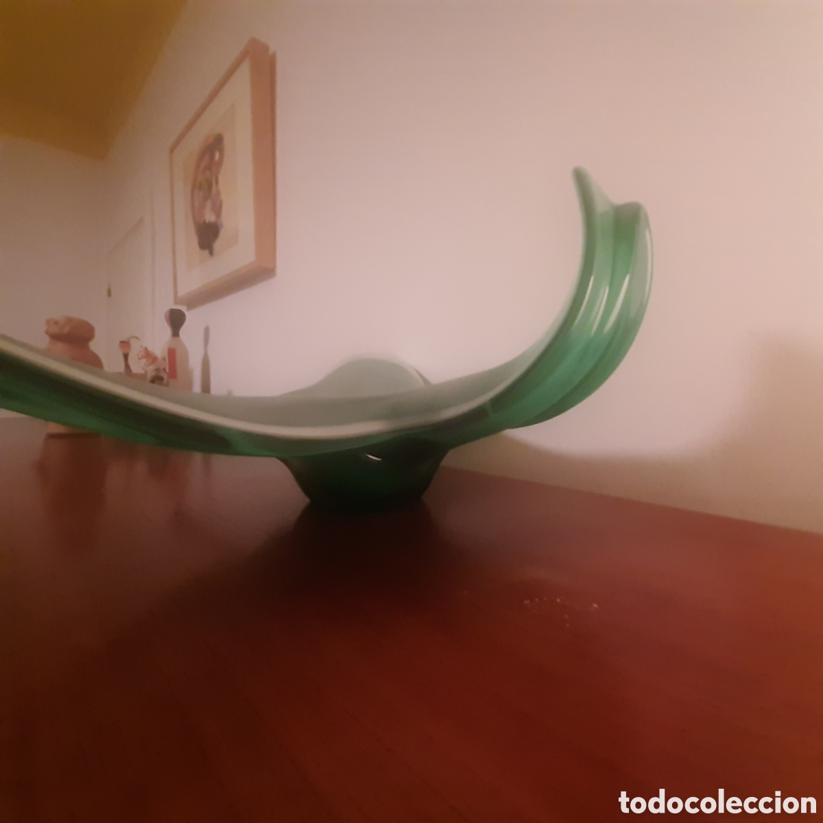 Vintage: Centro de mesa de cristal verde y blanco - Foto 2