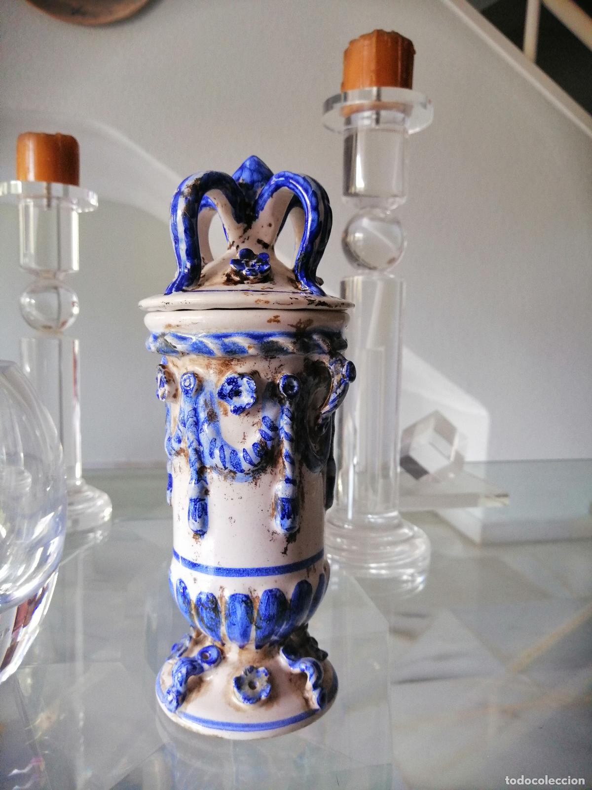 Vintage: ANTIGUA COPA CER&Aacute;MICA DE MANISES - FIRMADA POR GM GIMENO MARTINEZ. ALTO 25 - BOCA 9,5 - BASE 7