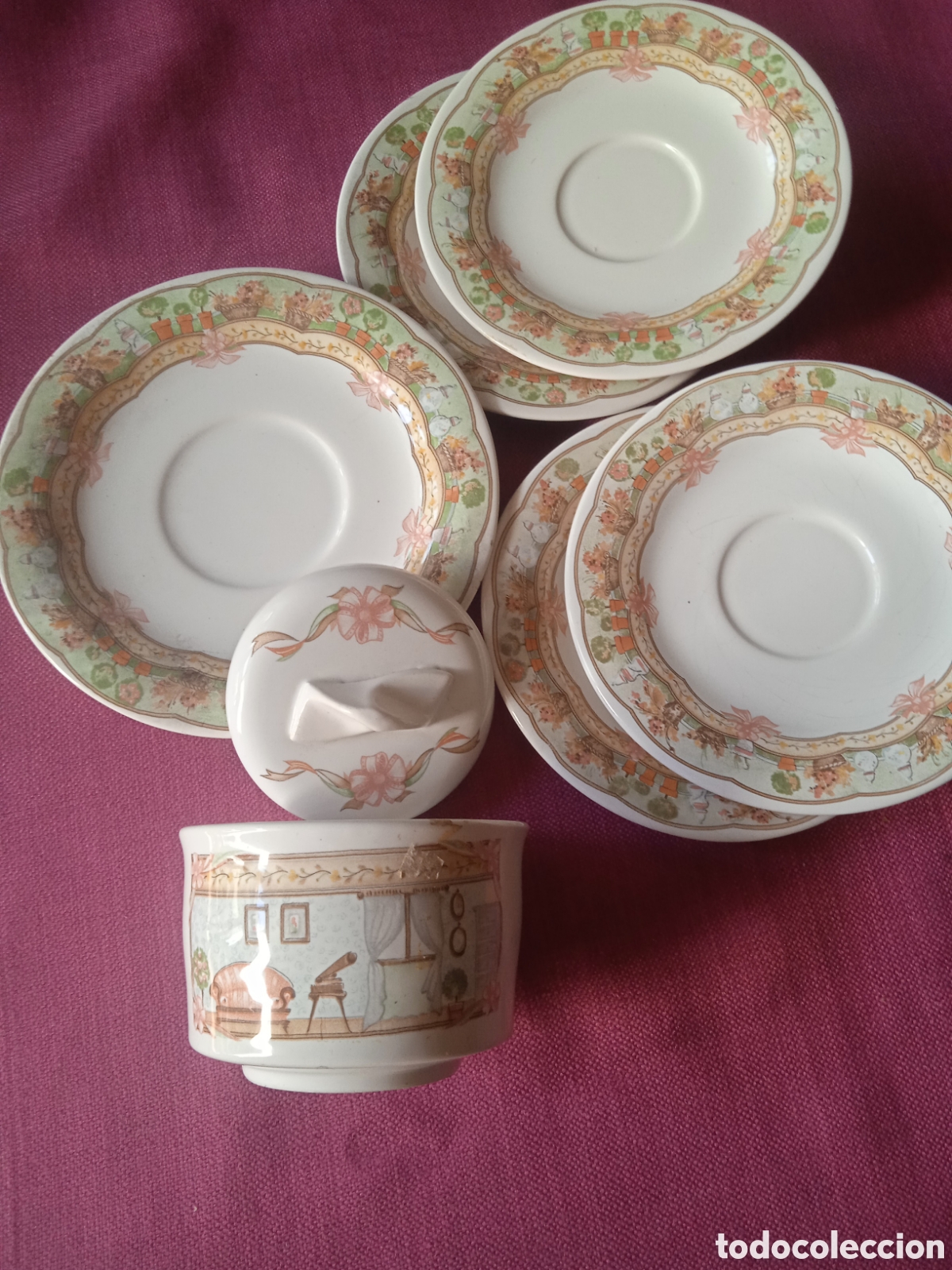 Vintage: Platos postre con azucarera - Foto 2
