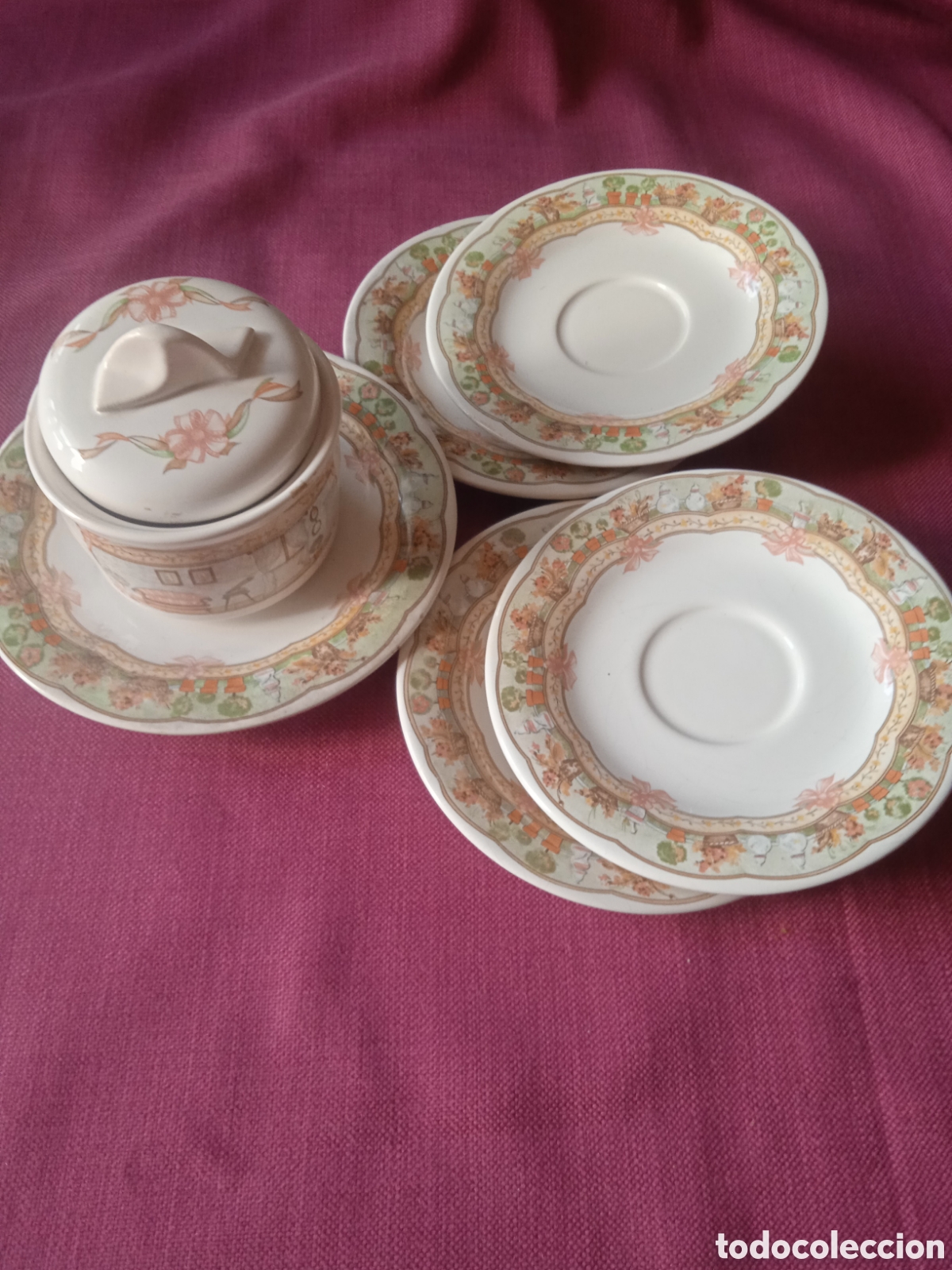 Vintage: Platos postre con azucarera - Foto 1
