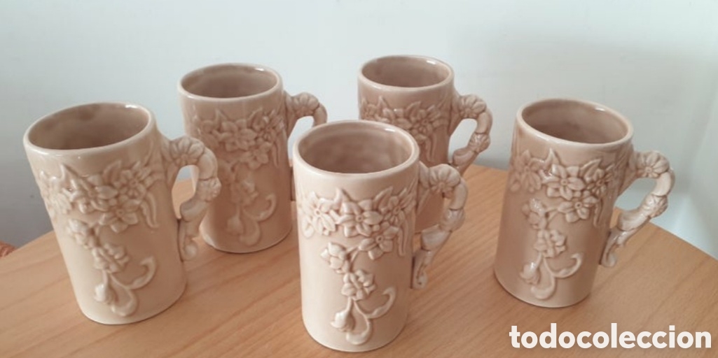 Vintage: 5 tazas vintage labradas