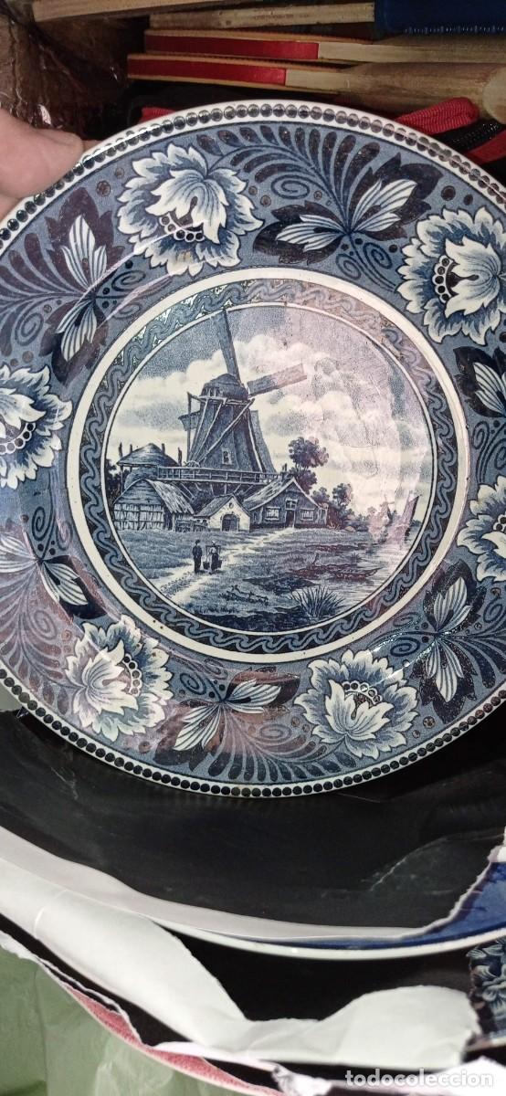 Vintage: PLATO ANTIGUO Societe Ceramique Maestricht Hollandia Vintage Azul y Blanca 22 cm diametro