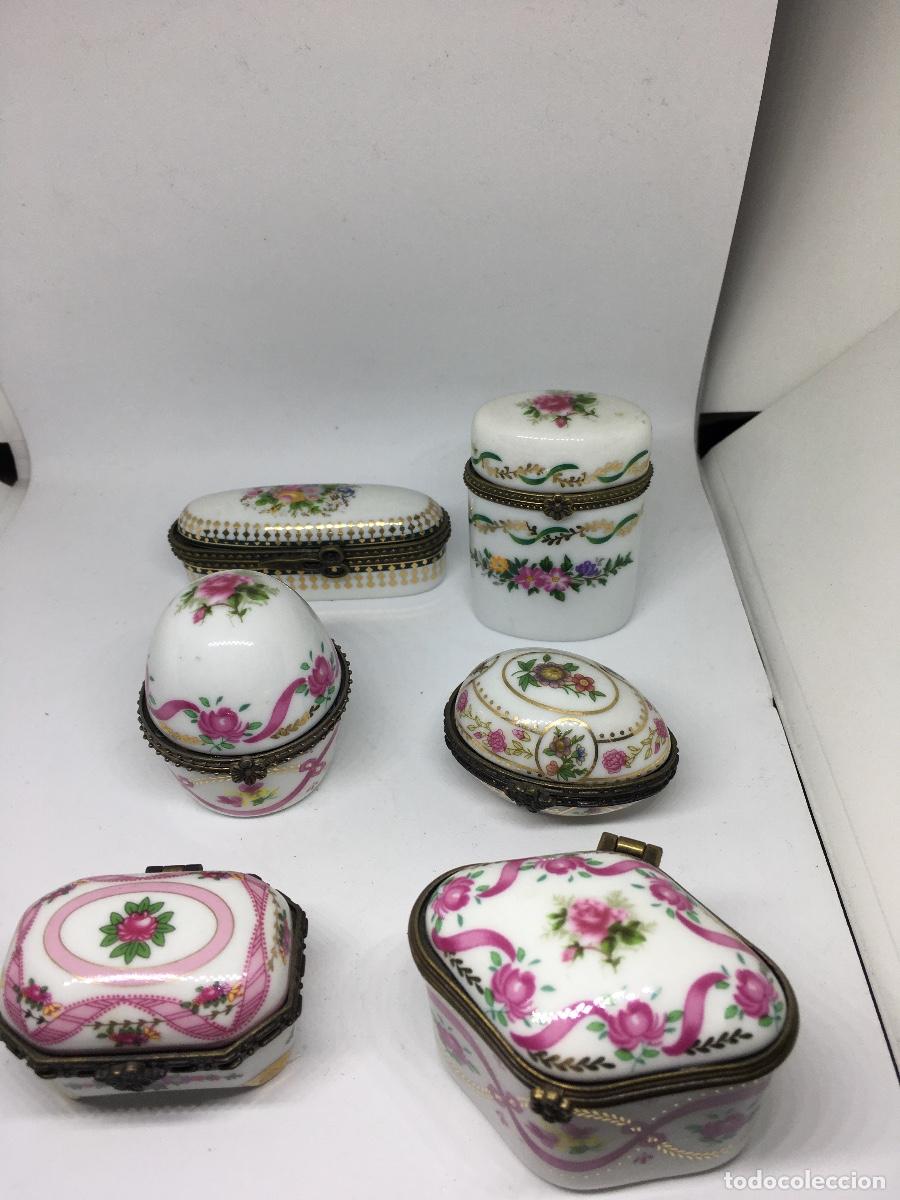 Vintage: 6 cajitas de decoraci&oacute;n de porcelana y metal