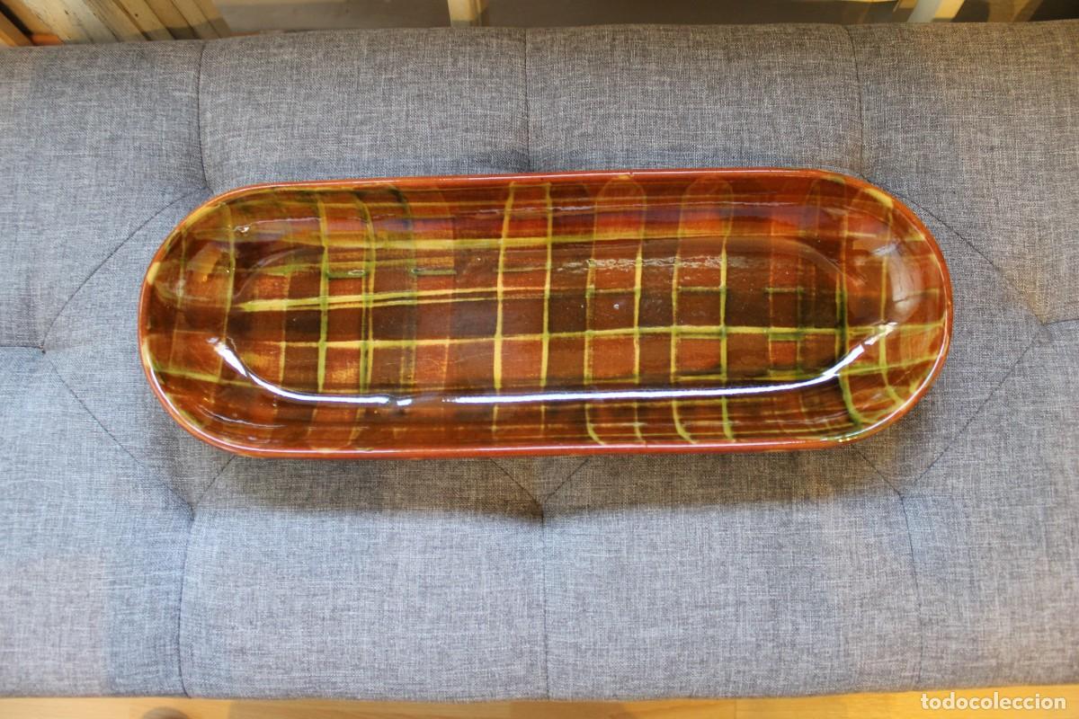 Vintage: BANDEJA RECTANGULAR BARRO ESMALTADO 42,5X14,5X4 CM - Foto 1
