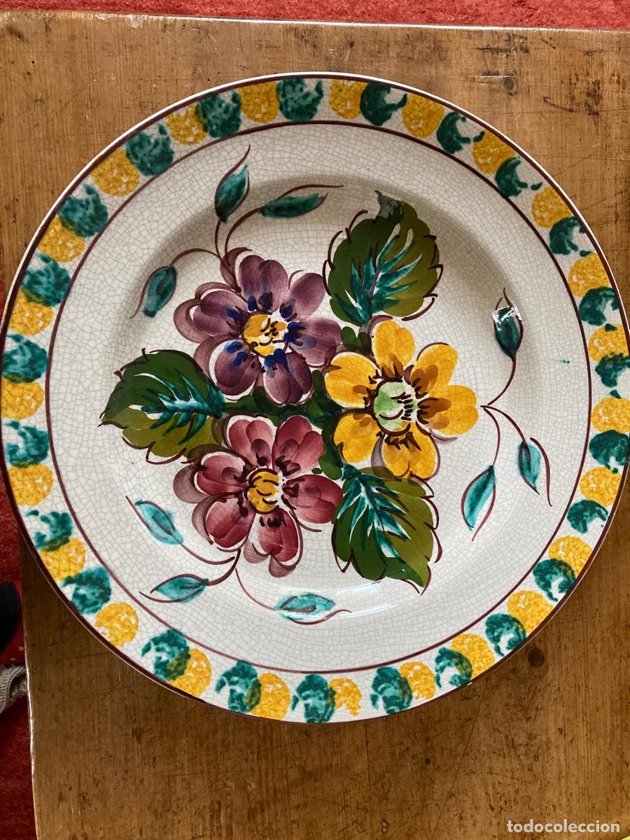Vintage: Plato Loza-Cer&aacute;mica Portuguesa/Decoraci&oacute;n de flores.