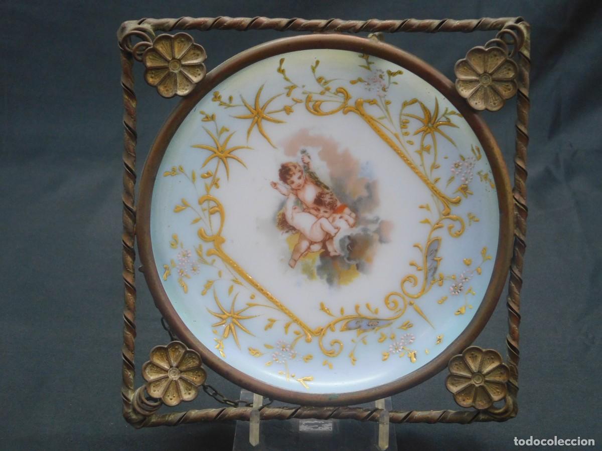 Vintage: Plato Opalina Pintada - Foto 1