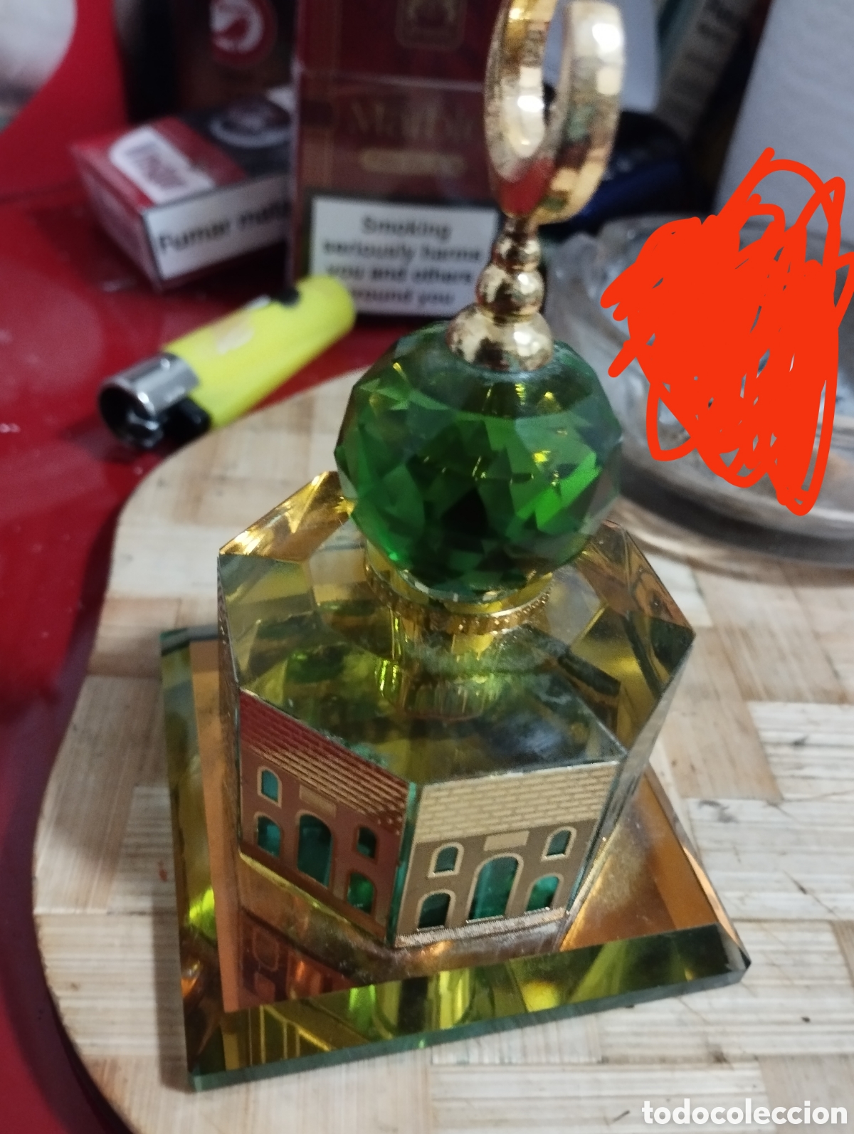 Vintage: FIGURA RELIGIOSA DE CRISTAL DORADO MEZQUITA AL-AQSA MUY BONITA