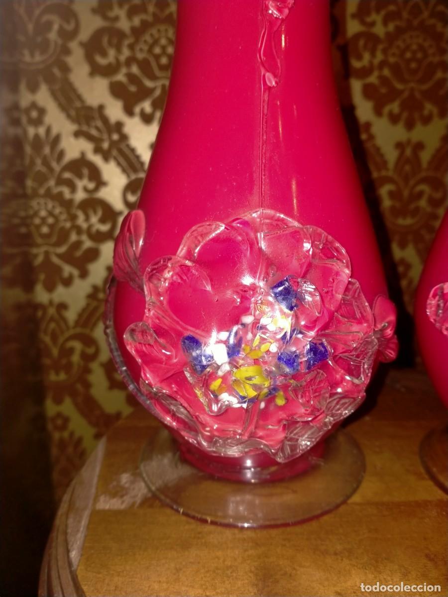Vintage: PAREJA DE JARRONES CRISTAL DE MURANO 25 CTM - Foto 2