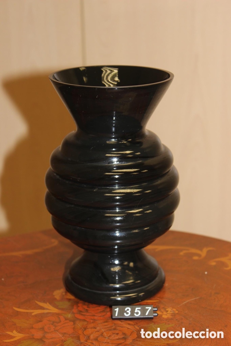 Vintage: Florero de opalina negra de Murano - Foto 1
