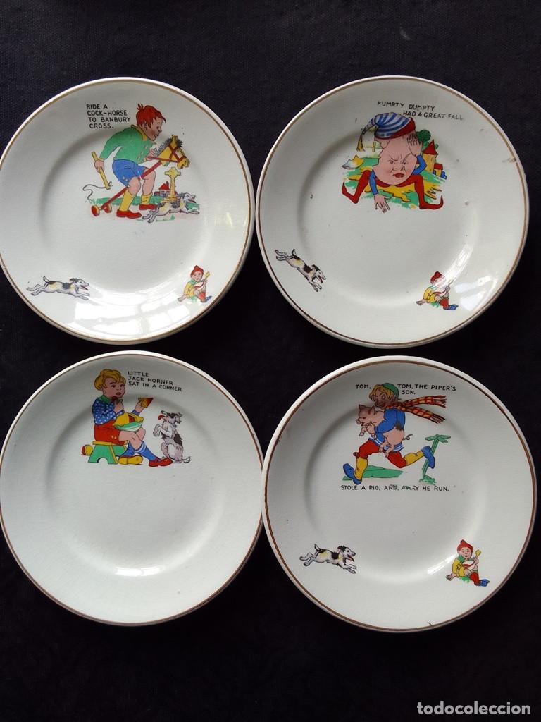 Vintage: Juego 4 platitos ingleses infantiles