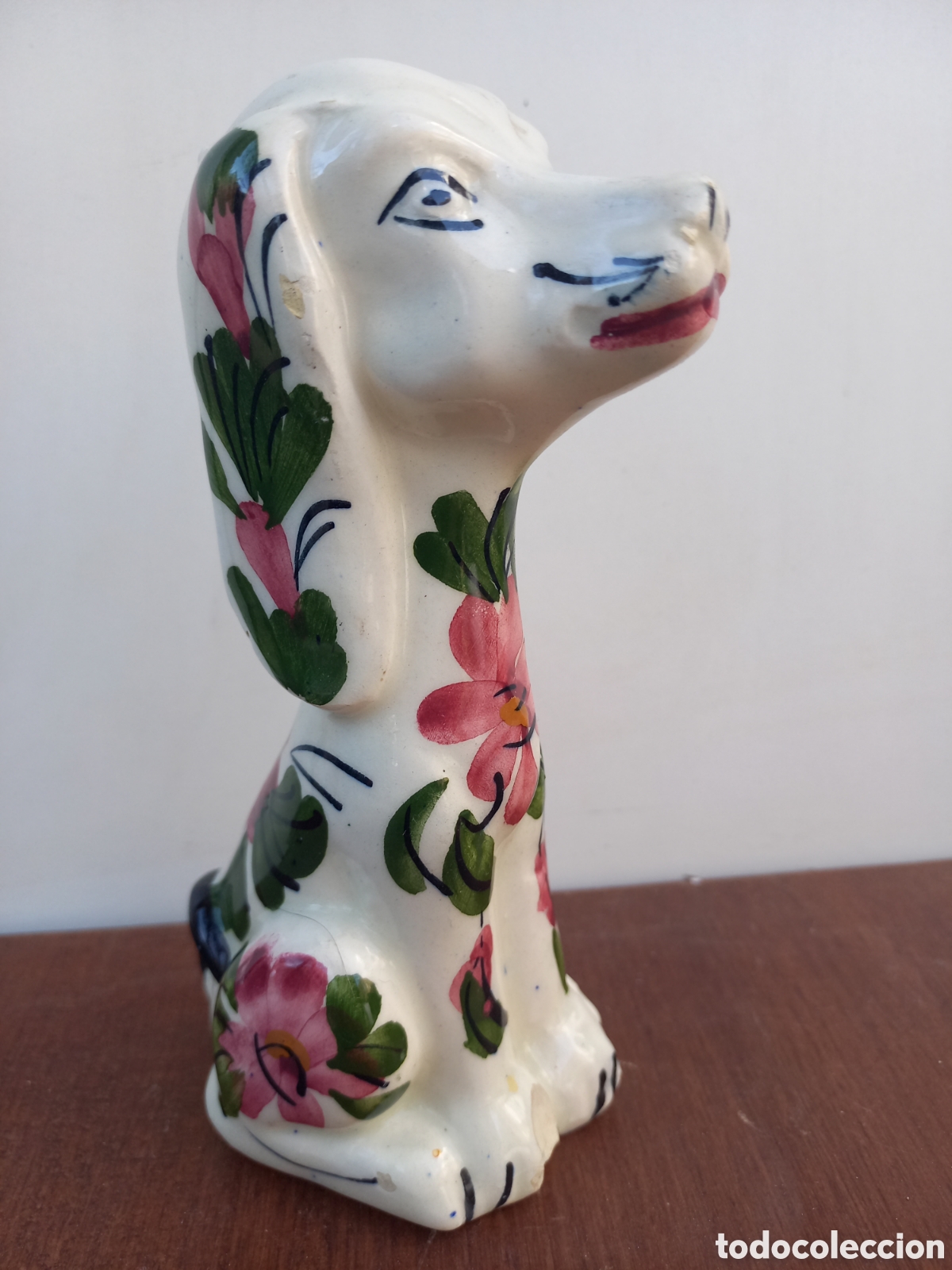 Vintage: Figura ceramica perro Manises Valencia pintado a mano a&ntilde;os 60