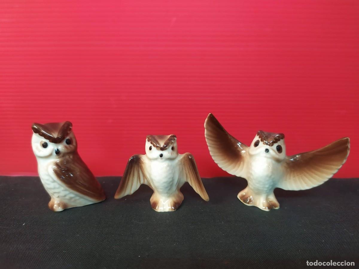 Vintage: antiguas figuras figuritas animales buhos porcelana ceramica bone china a&ntilde;os 70-80 vintage