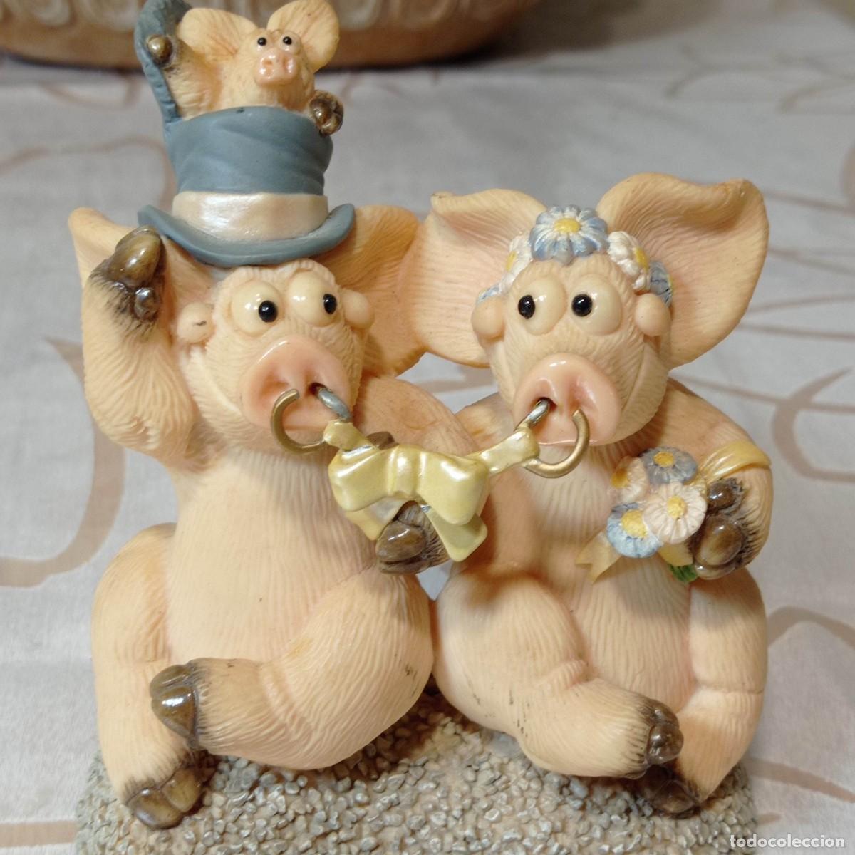 Vintage: David Corbridge Piggin Pig Ornament Collectable Figurine Hitched hecho a mano