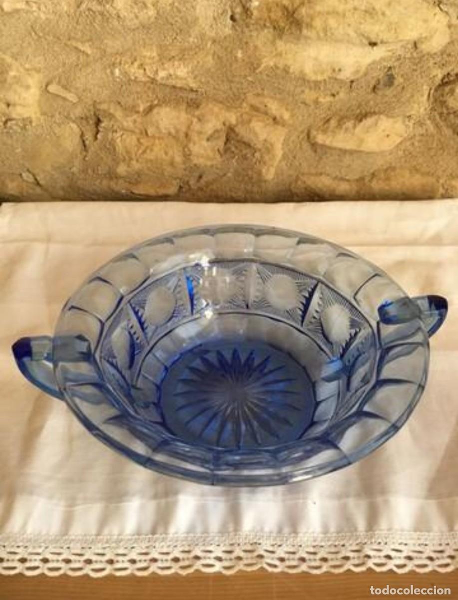 Vintage: CENTRO DE MESA CRISTAL AZUL - Foto 1
