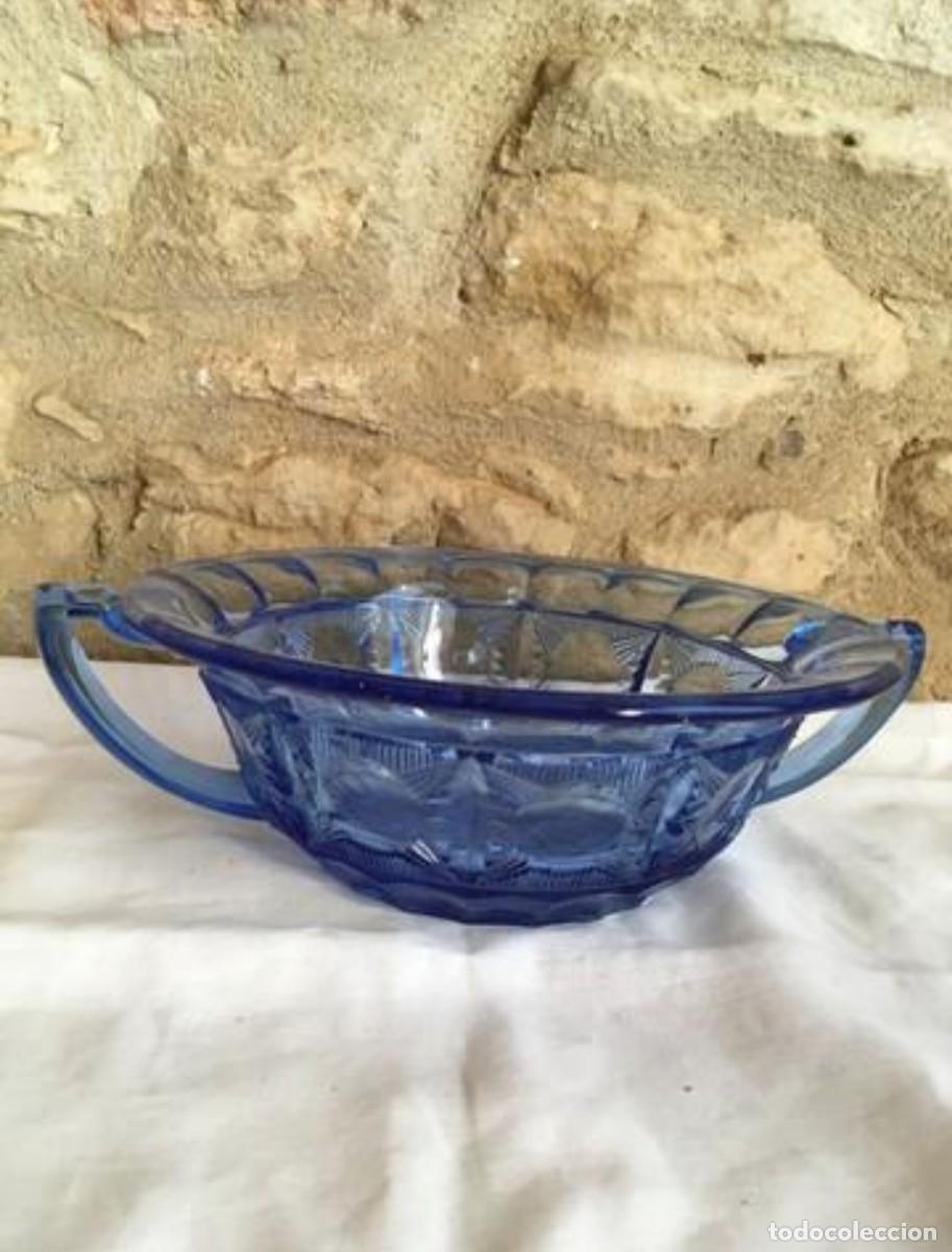 Vintage: CENTRO DE MESA CRISTAL AZUL - Foto 2
