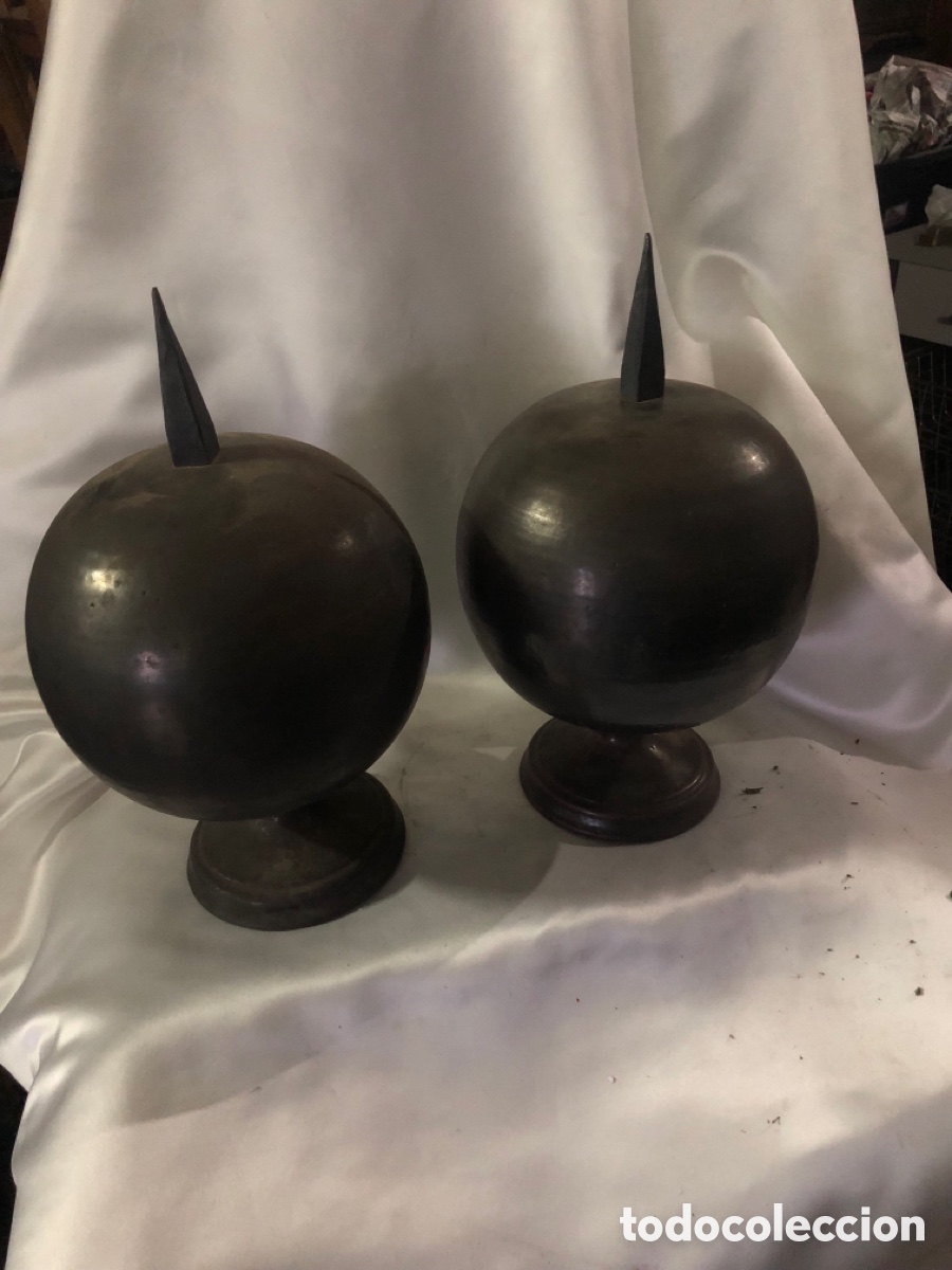 Vintage: BOLAS DE DECORACION EN CERAMICA ITALIANA DE REFLEJOS BITOSSI, CON PUNTA DE HIERRO FORJADO