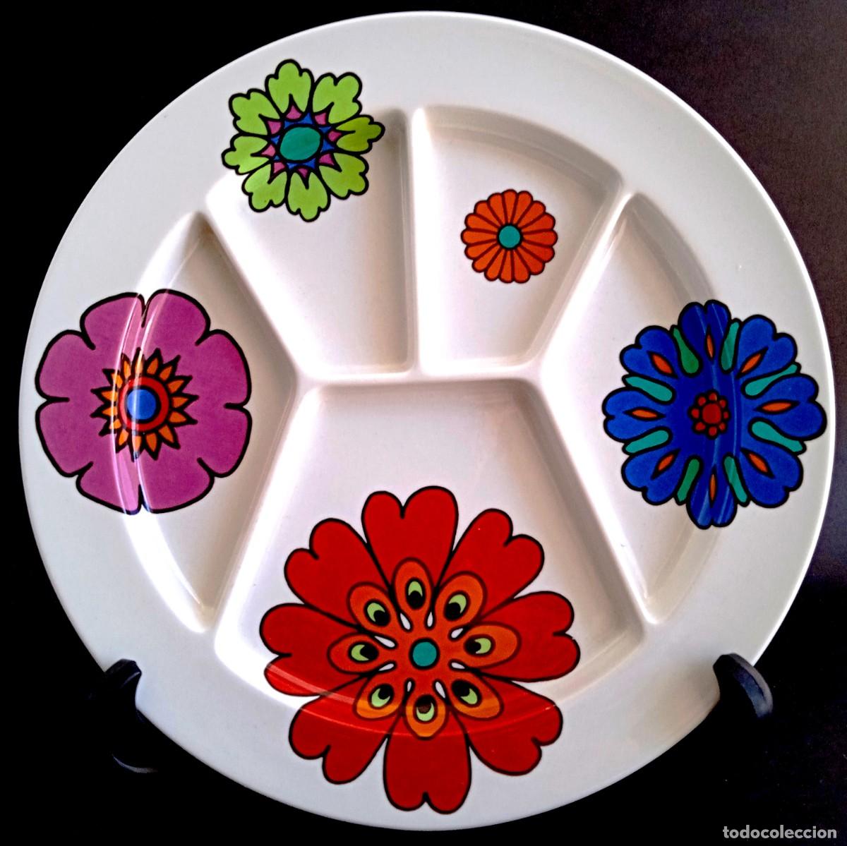 Vintage: Plat&oacute;n Porcelana Blanca Flores Grandes Cinco Compartimientos Villeroy & Boch