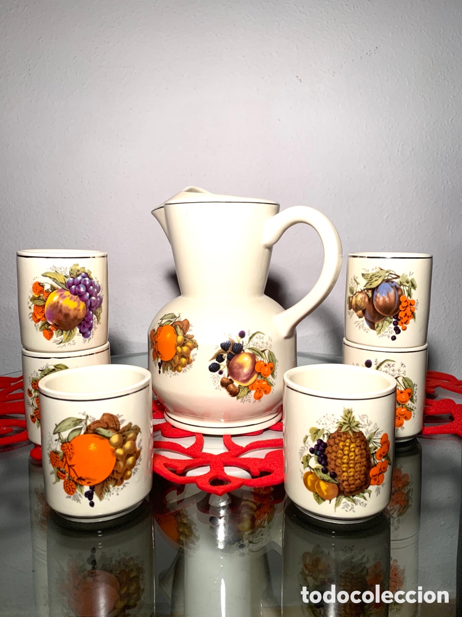 Vintage: JUEGO DE MESA VINTAGE. JARRA Y VASOS.