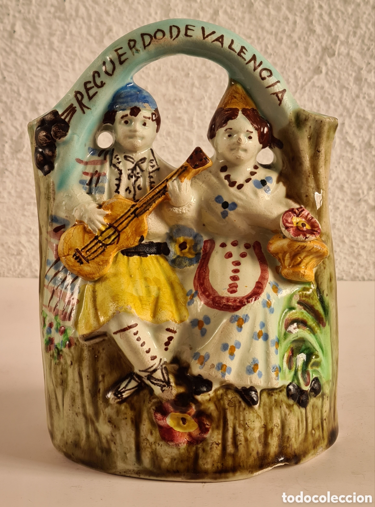 Vintage: Botijo Recuerdo Valencia Pareja T&iacute;pica Cer&aacute;mica Manises Decoraci&oacute;n R&uacute;stica