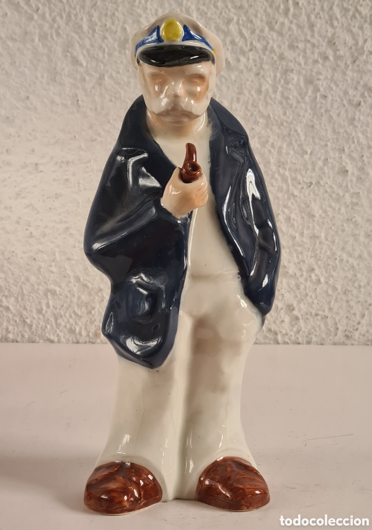 Vintage: Figura Viejo Lobo de Mar fumando en Pipa Cer&aacute;micas Tamarit - Tarragona - Decoraci&oacute;n Capit&aacute;n Marinero