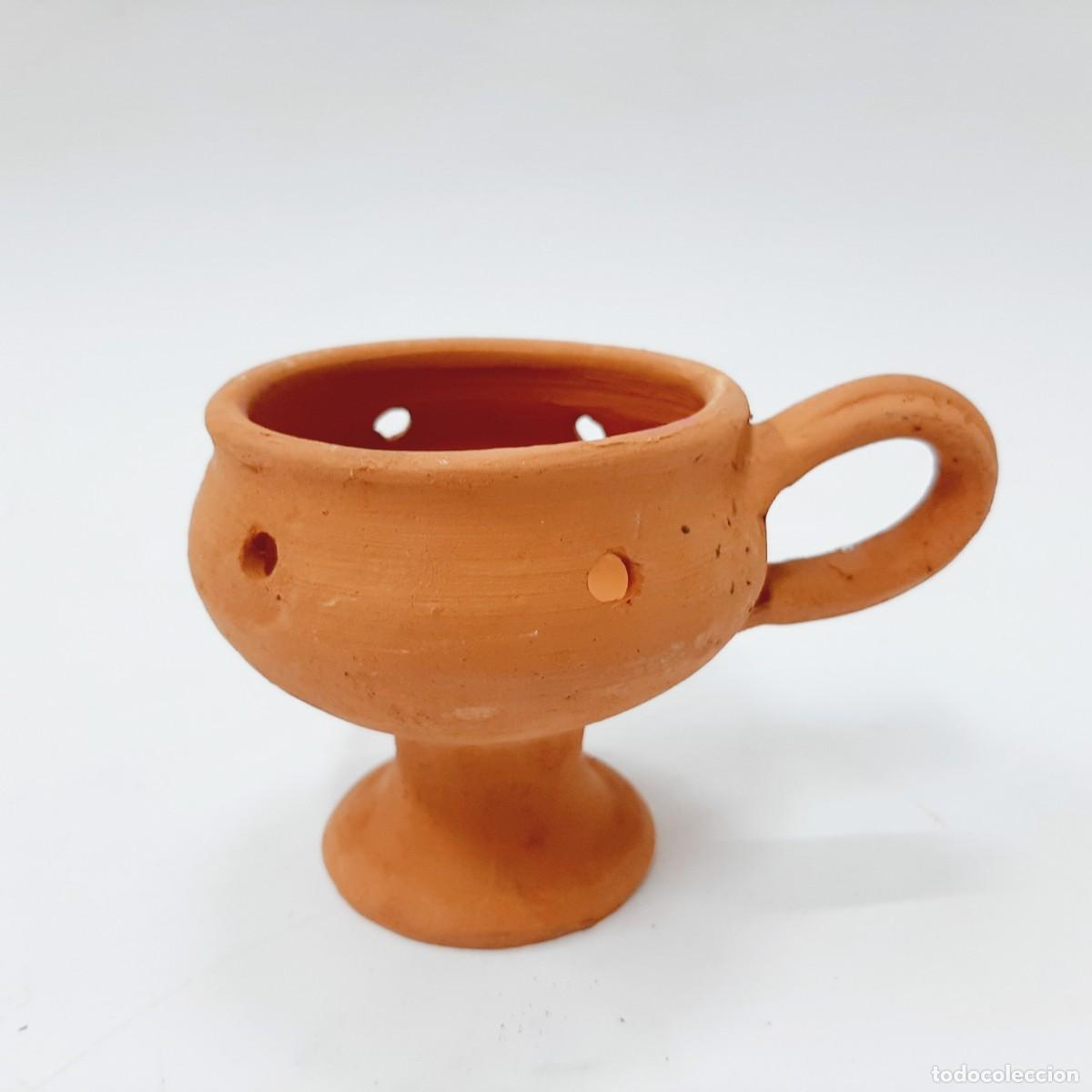 Vintage: Portavelas primitivo de cer&aacute;mica de arcilla roja (6.2)