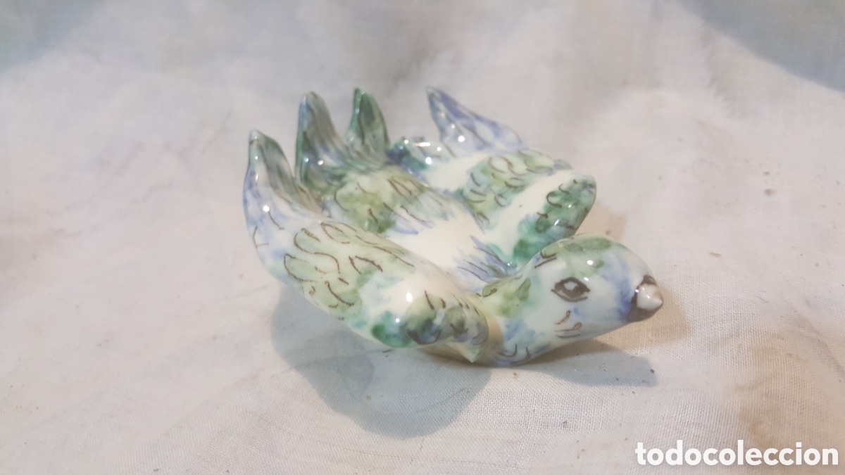 Vintage: P&Aacute;JARO DE CER&Aacute;MICA VIDRIADA PINTADO A MANO PARA COLGAR