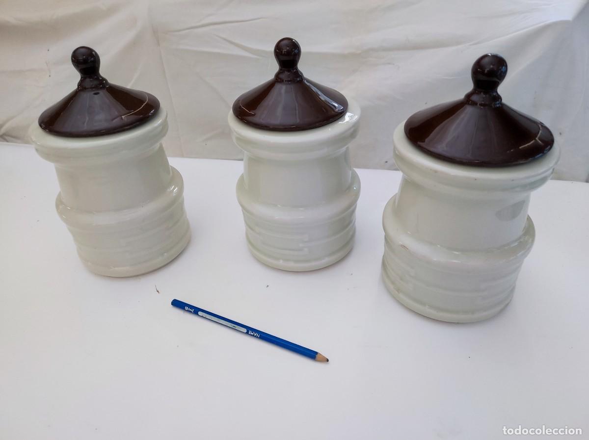 Vintage: Lote de tres tarros de ceramica