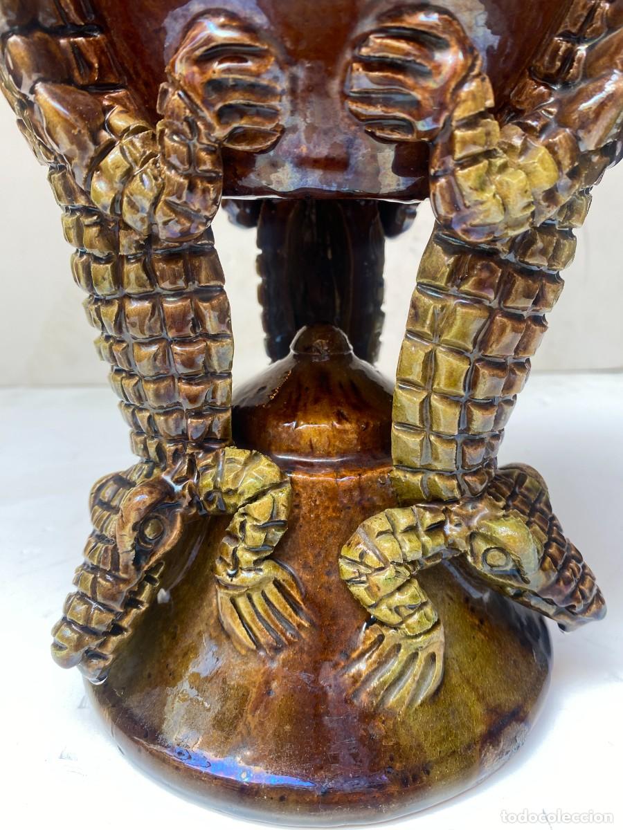 Vintage: INTERESANTE PIEZA DE TERRACOTA VIDRIADA CON COCODRILOS