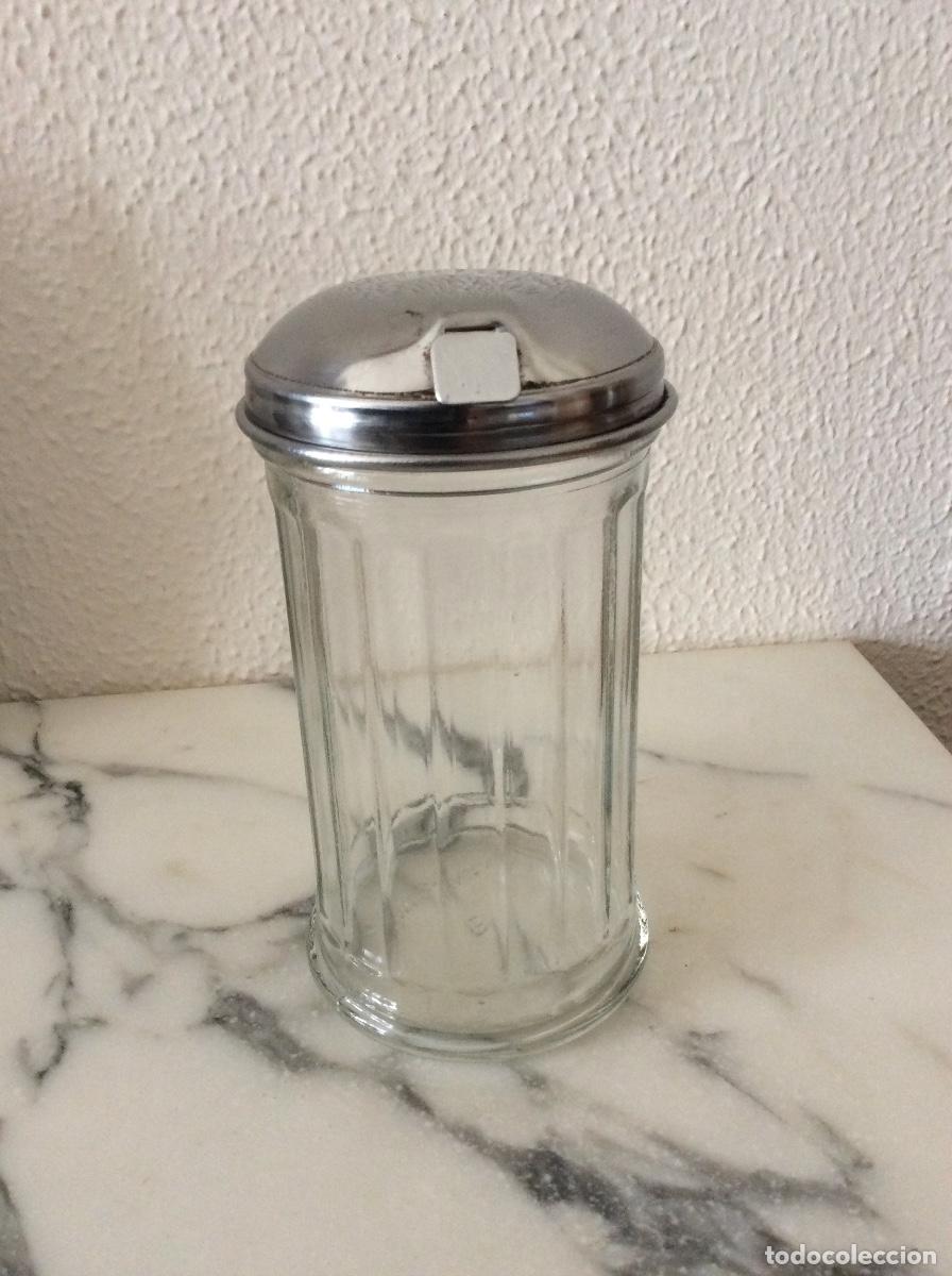 Vintage: VINTAGE AZUCARERO DE CRISTAL Y METAL