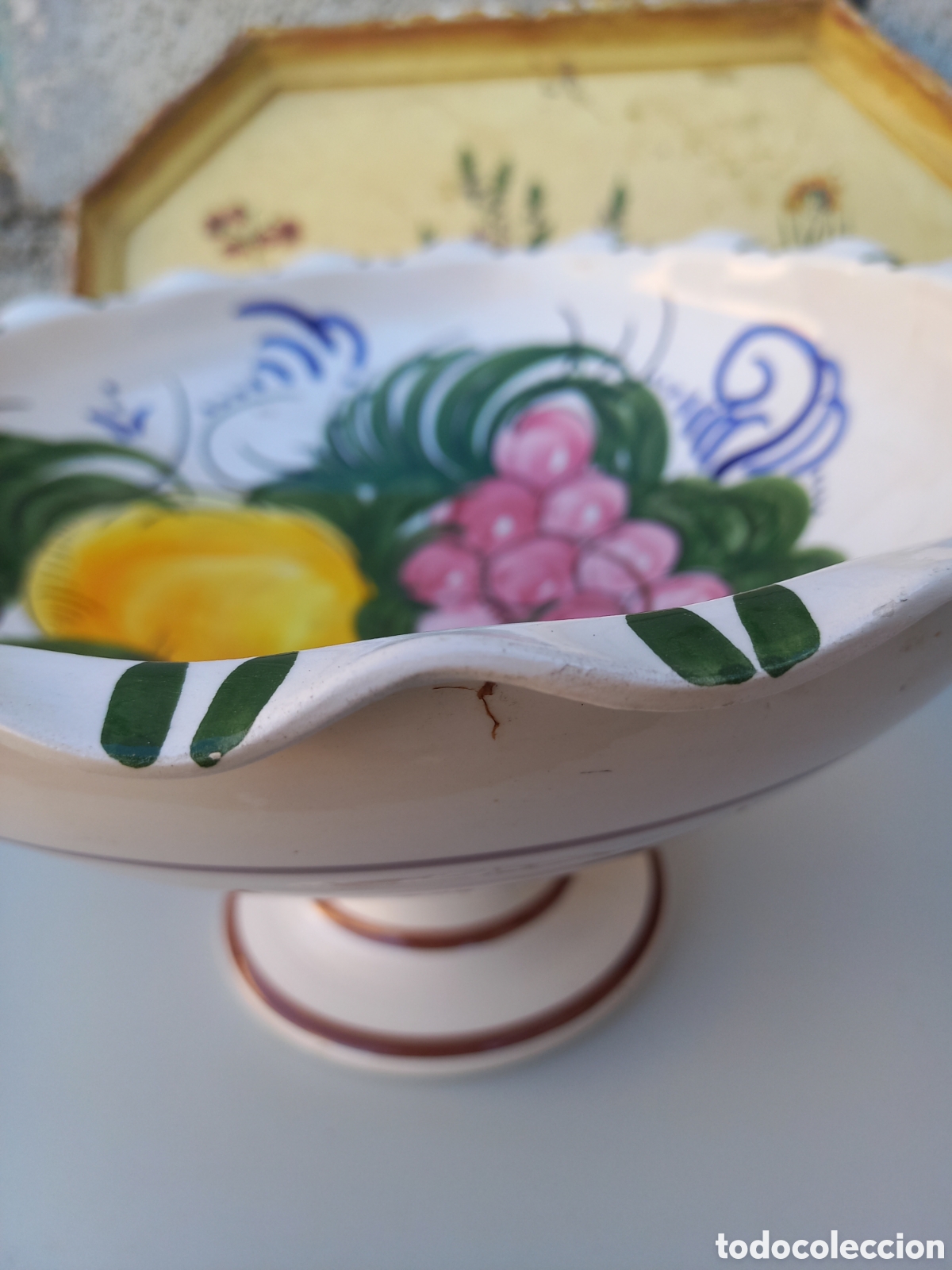 Vintage: Frutero centro de mesa de cer&aacute;mica de Manises Valencia