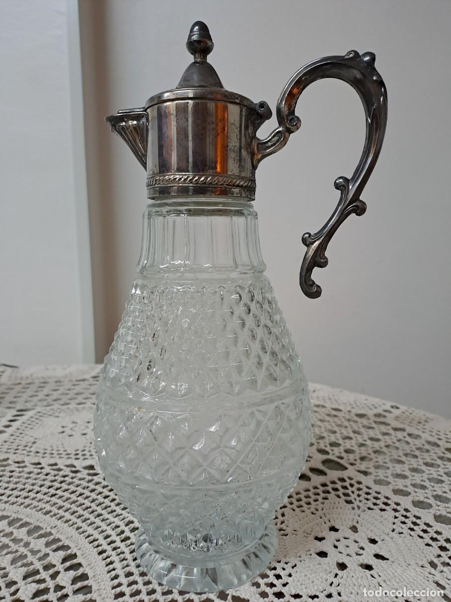 original jarra de agua en cristal con base, asa - Buy Other vintage objects  on todocoleccion