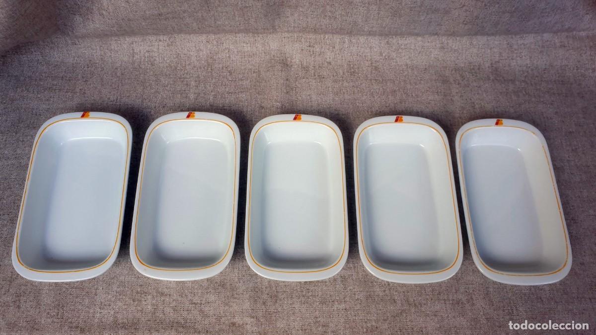 Vintage: 5 PLATOS BANDEJA DE CER&Aacute;MICA DE AEROL&Iacute;NEAS IBERIA VUELO AVI&Oacute;N