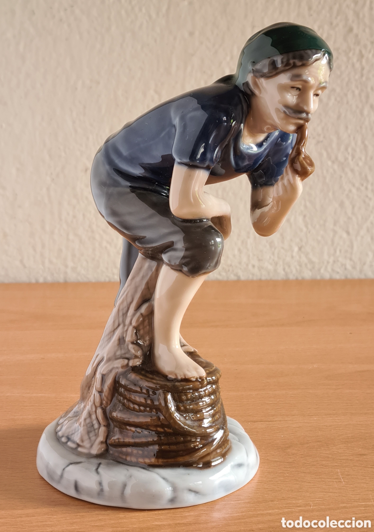 Vintage: Figura Marinero Viejo Lobo Mar Fumando Pipa Mirando con Atenci&oacute;n - Porcelana G. Bongera Decoraci&oacute;n