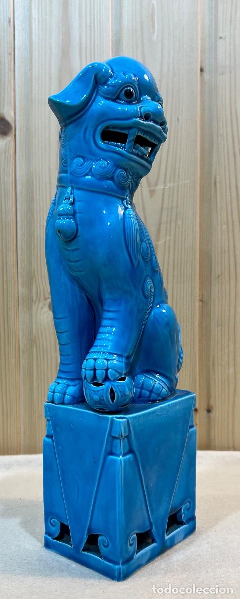 Vintage: PERRO FOO PORCELANA AZUL - Foto 2