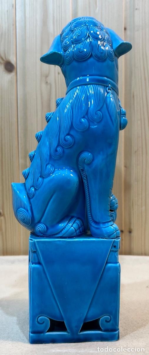 Vintage: PERRO FOO PORCELANA AZUL - Foto 3