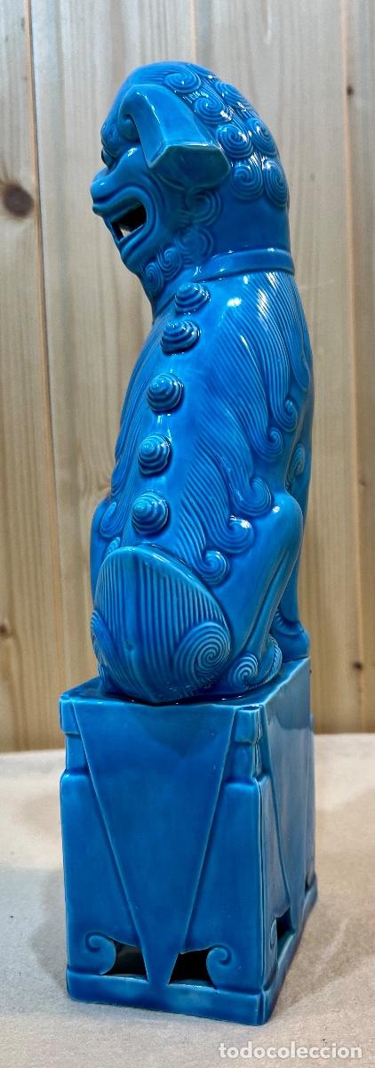 Vintage: PERRO FOO PORCELANA AZUL - Foto 4