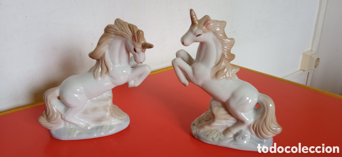 Vintage: PAREJA DE UNICORNIOS.CER&Aacute;MICA IMPORTADA 1994.NUEVOS.