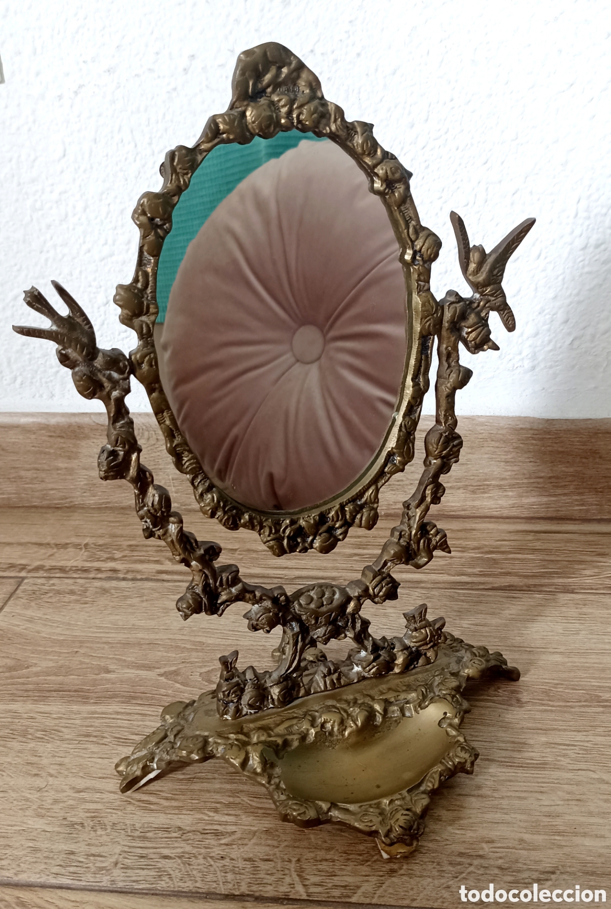 Vintage: Espejo de bronce antiguo - Foto 3
