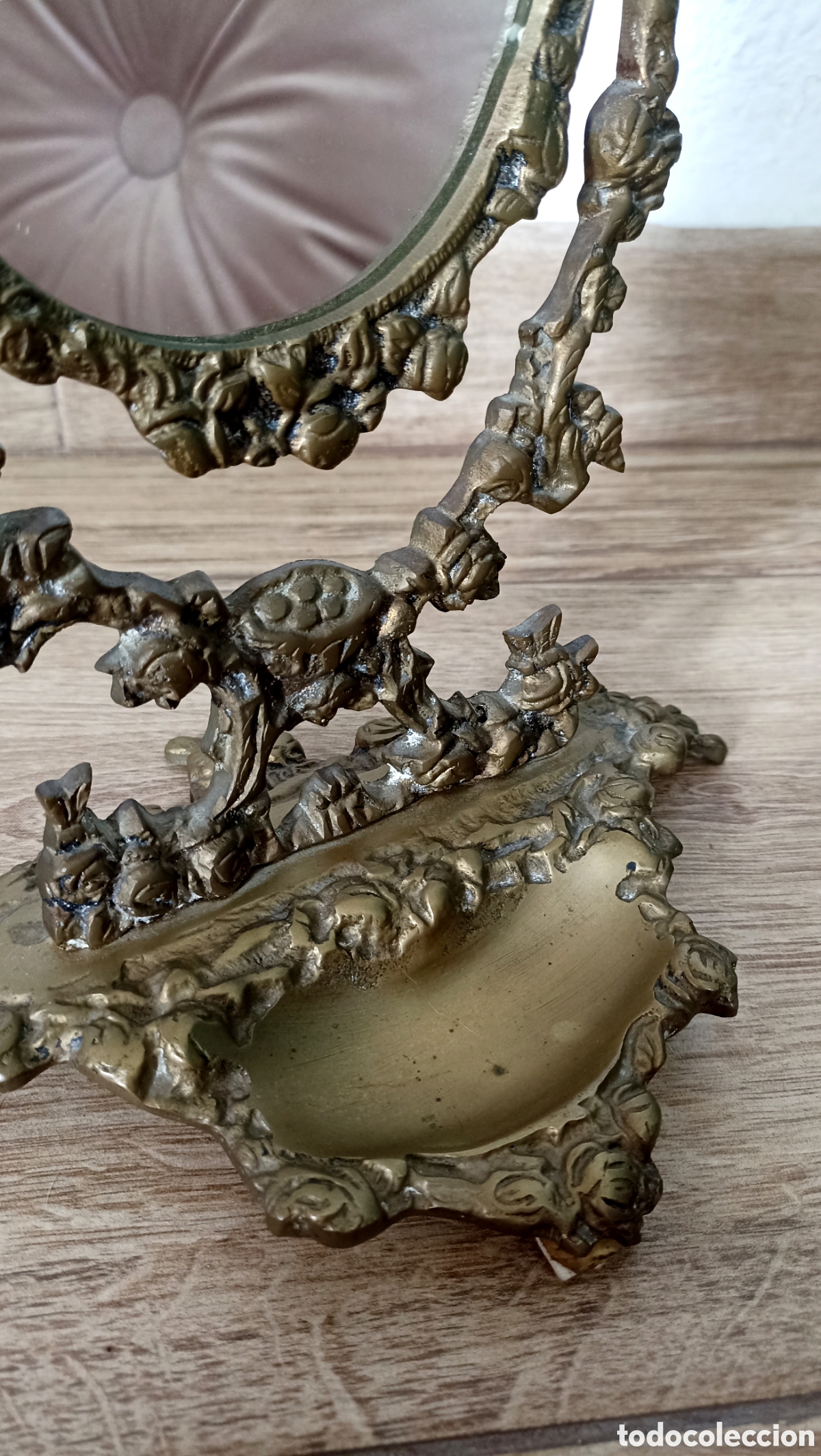 Vintage: Espejo de bronce antiguo - Foto 4