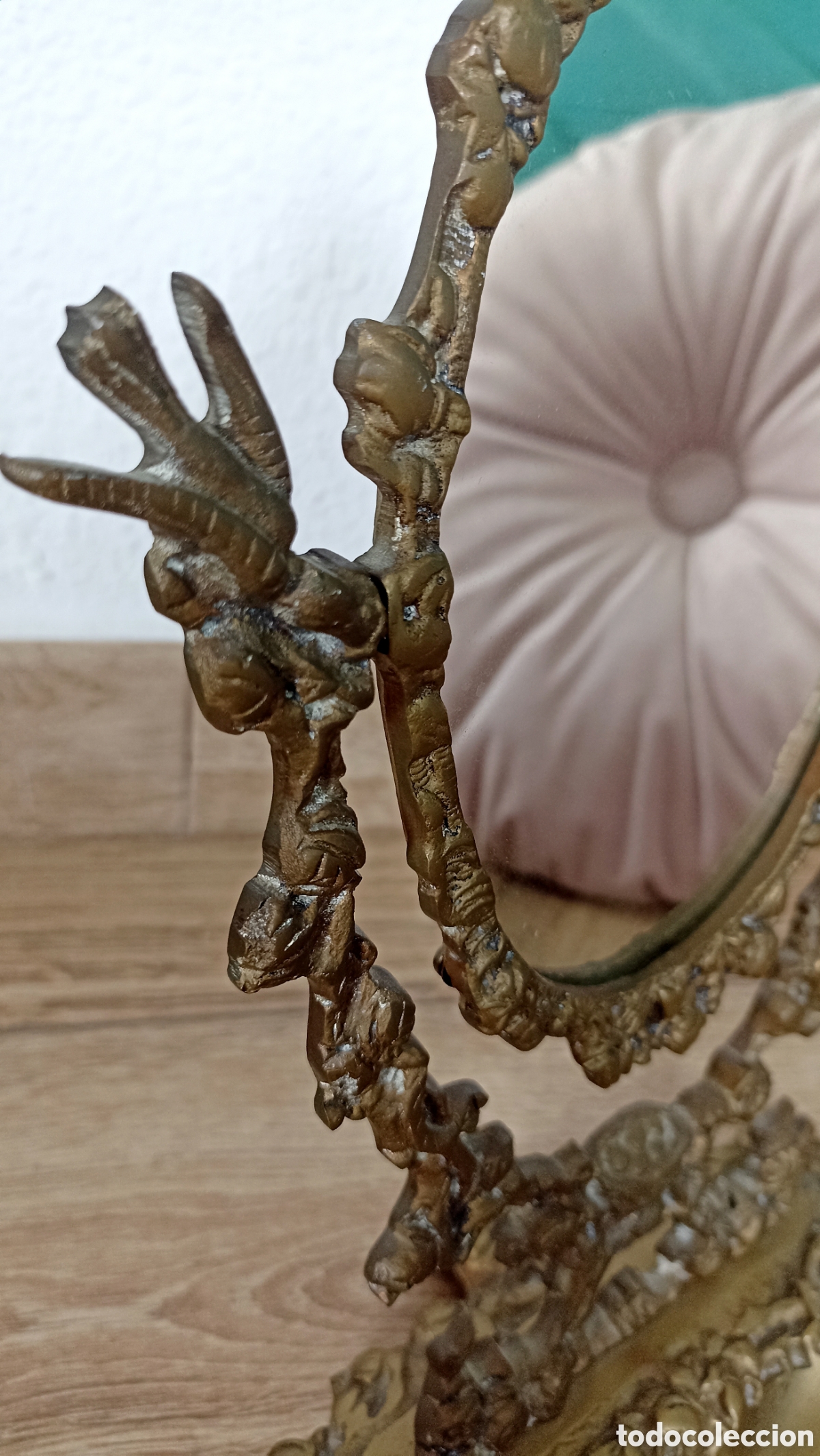 Vintage: Espejo de bronce antiguo - Foto 5