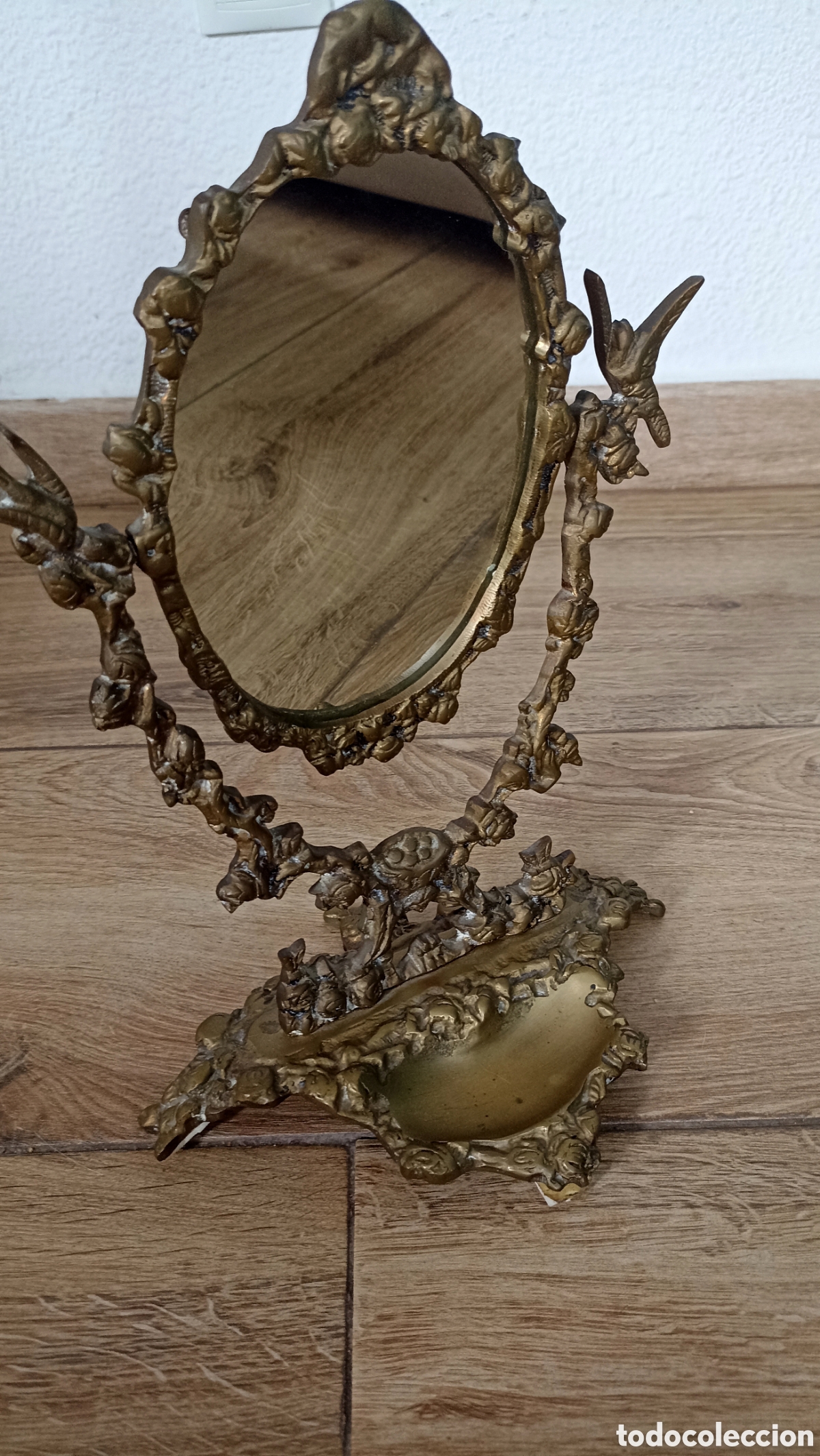 Vintage: Espejo de bronce antiguo - Foto 7