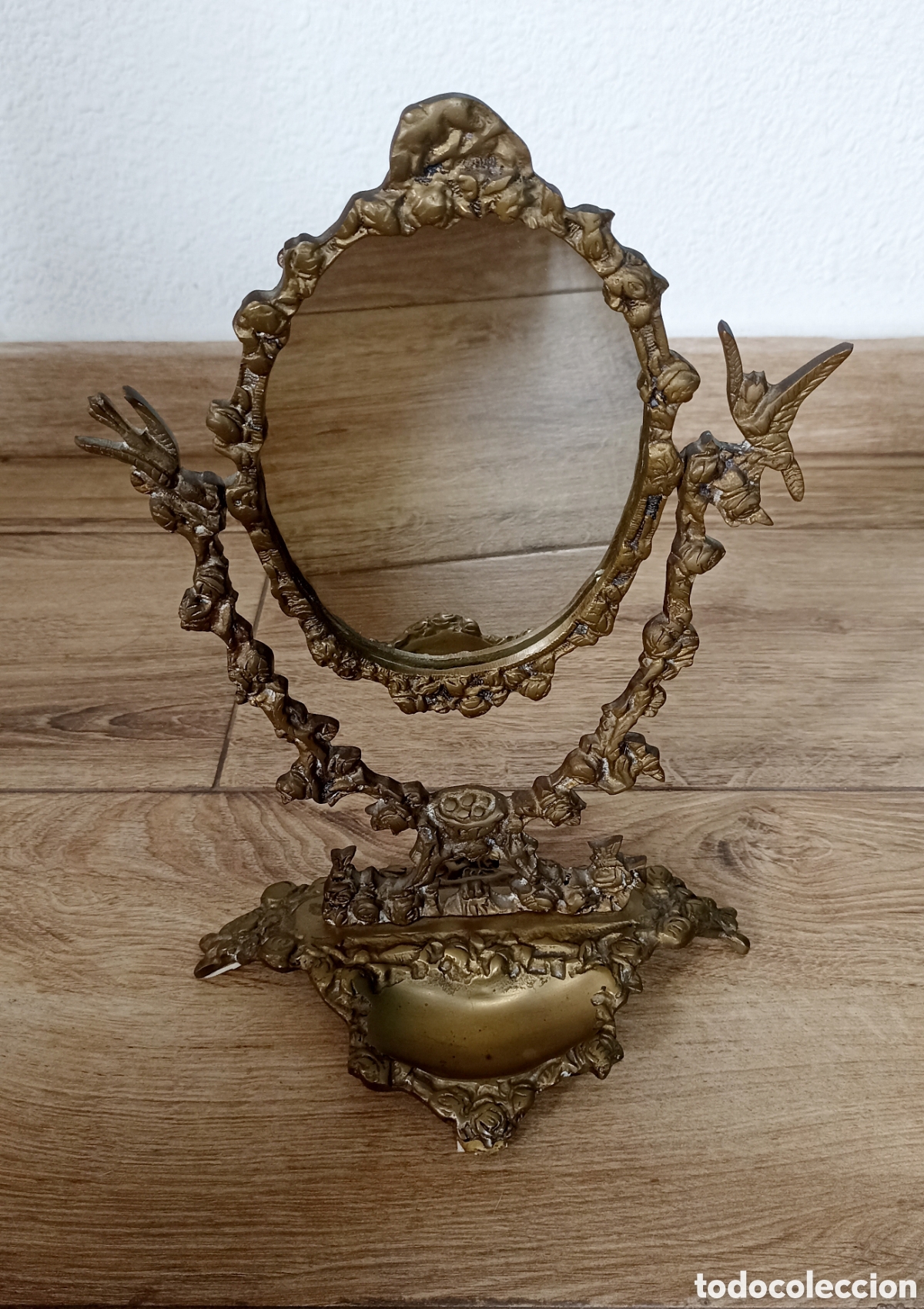 Vintage: Espejo de bronce antiguo - Foto 8