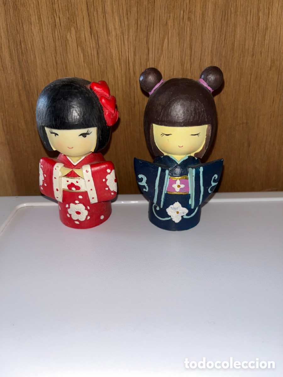 Vintage: Pareja figuras japonesas kimono