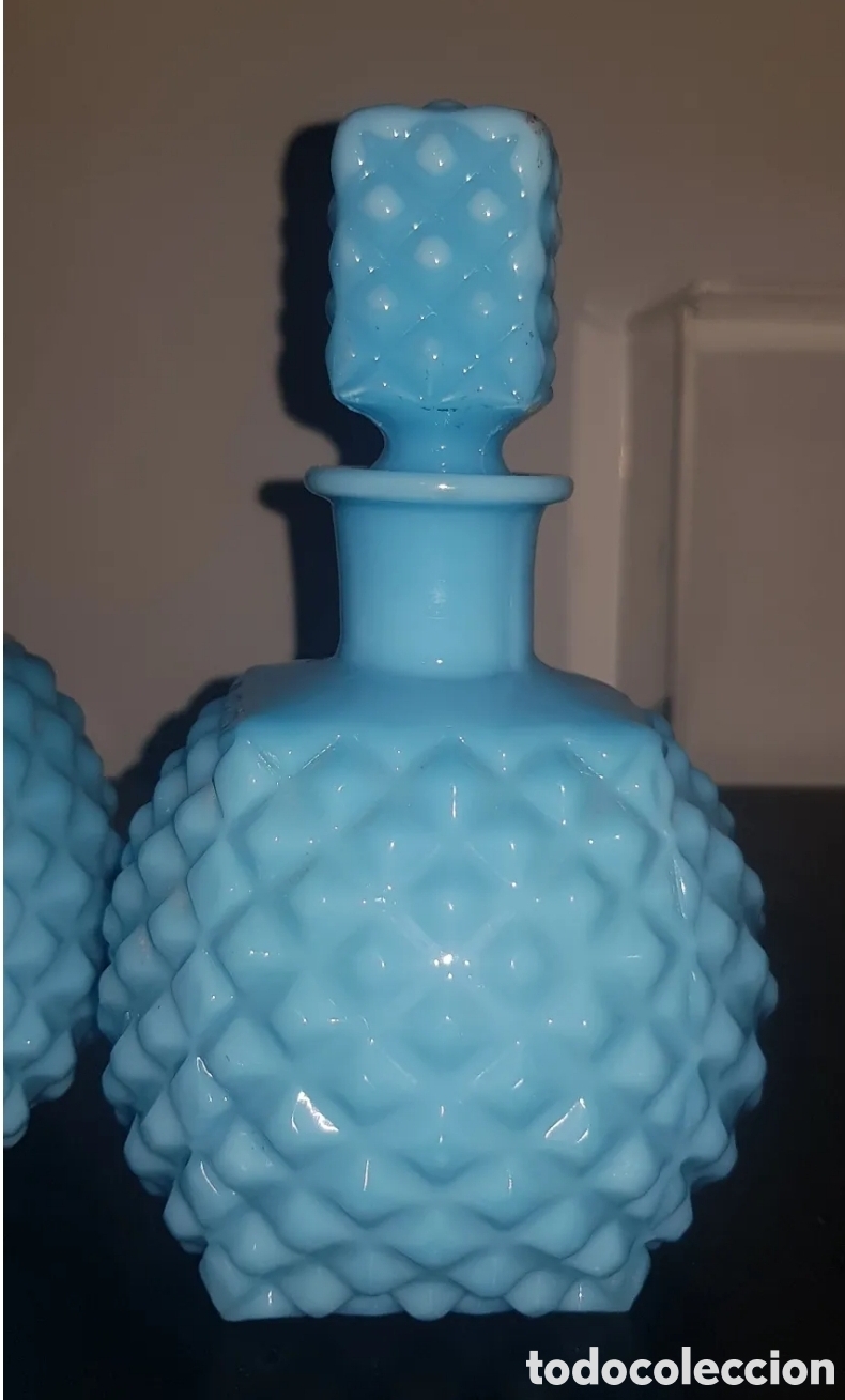 Vintage: Opalina azul pareja de perfumeros - Foto 2
