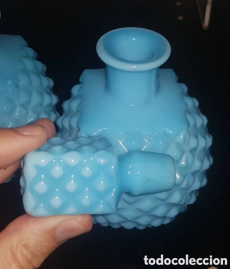 Vintage: Opalina azul pareja de perfumeros - Foto 3