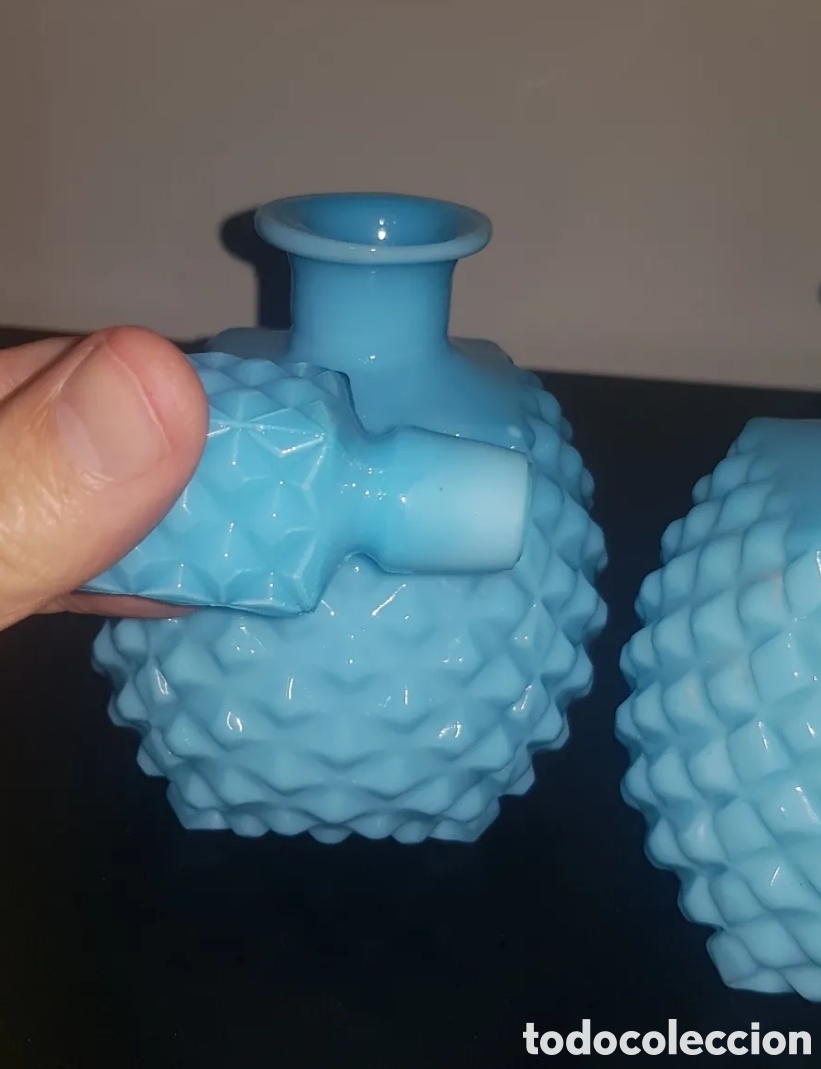 Vintage: Opalina azul pareja de perfumeros - Foto 4