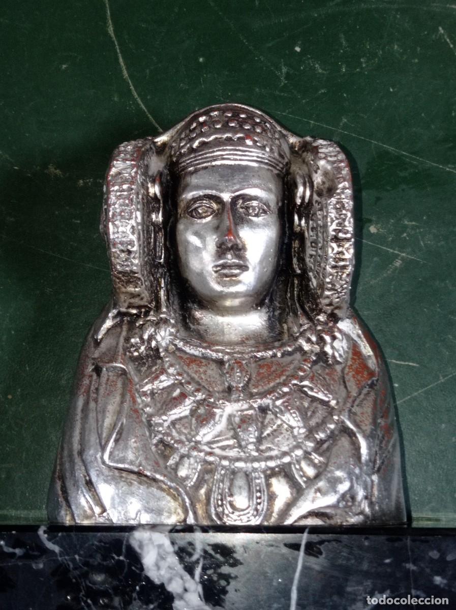 Vintage: Figura busto Dama de Elche peana de m&aacute;rmol